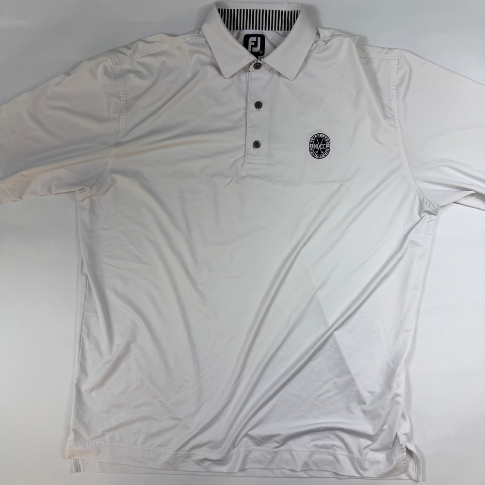 FootJoy Naples Lakes Country Club Golf Polo Shirt XL Black White Stripe Collared